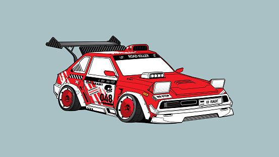 Punk looking drifting sport car