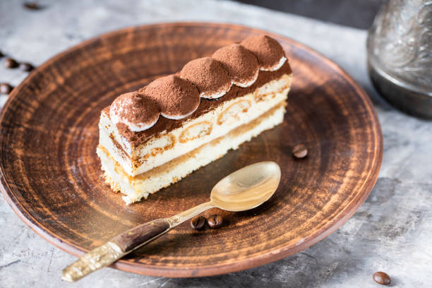 istock Italian dessert tiramisu close-up. Low key, 1742597514