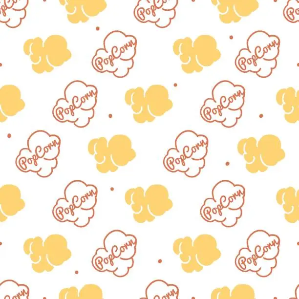 Vector illustration of Tasty Buttery Cloud Pop Corn Snack Vector Graphic Seamless Pattern