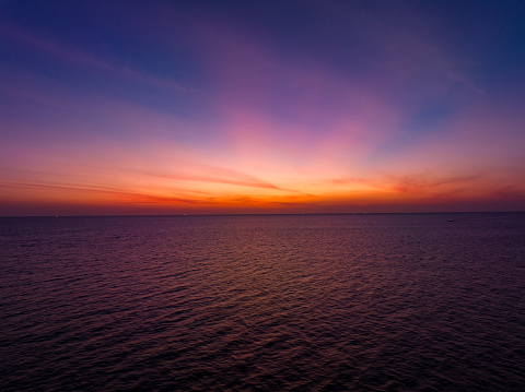 Amazing sunset or sunrise sky over sea landscape