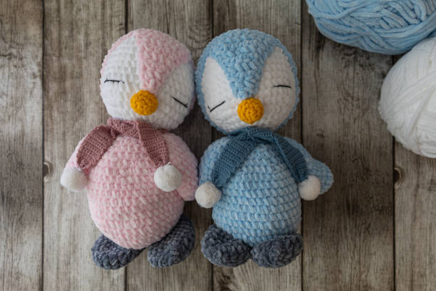 Beautiful handmade Crochet amigurumi penguins.