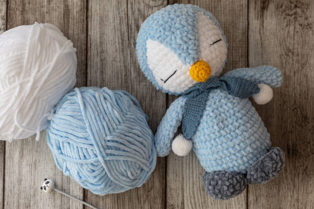 istock Blue crochet amigurumi Penguin 1742613403