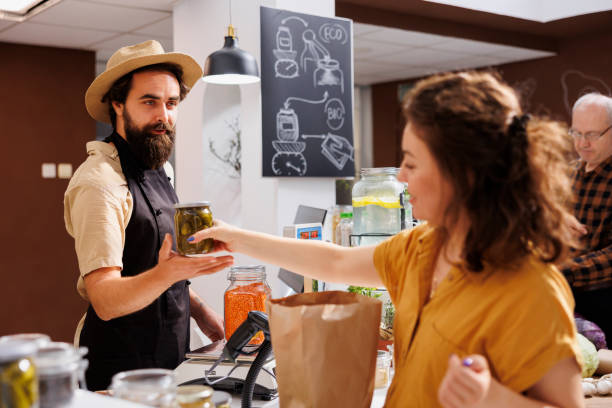 istock Zero waste store merchant sells food 1742626489