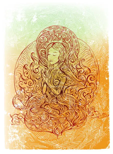 Vector illustration of she is a buddha