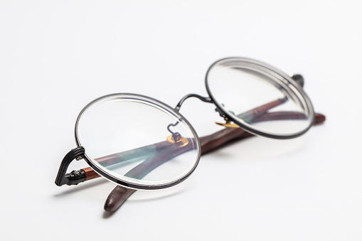 Eyeglasses isolated on white background with shadow