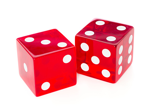 A large pair of dice against a white background.