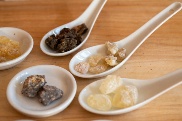 istock various incense resin chunks on small plates - boswellia - used as medicine 1742649783