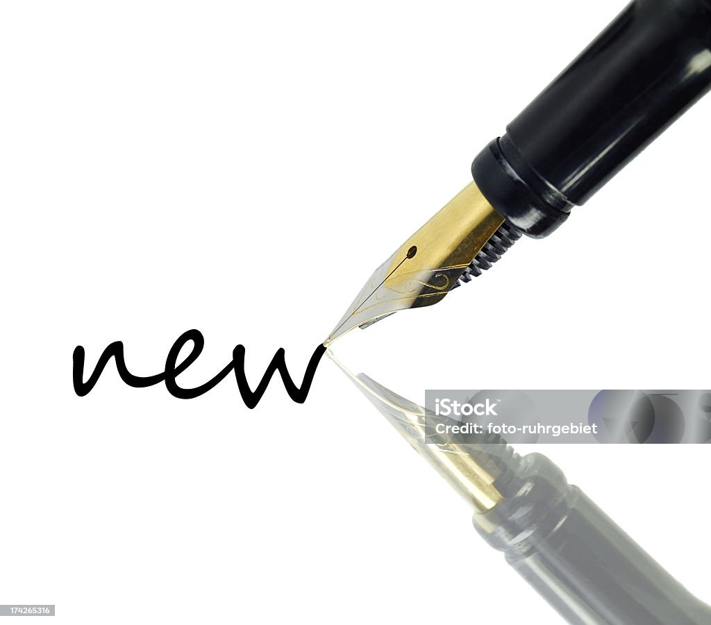 Mirrored pencil A pencil writes with reflection on white background. Black Color Stock Photo