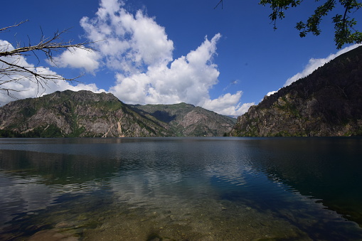 lake in the mountains on a sunny summer day
