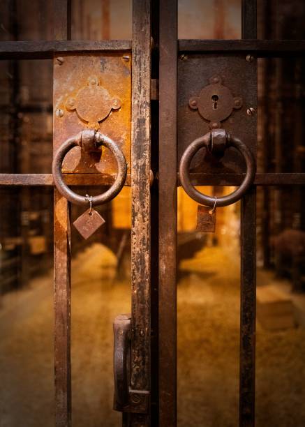 istock an old jail cell with an antique door handle on it 1742661389