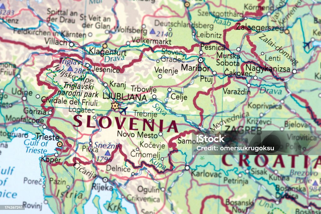 SLOVENIA Map of Slovenia.  Map Stock Photo