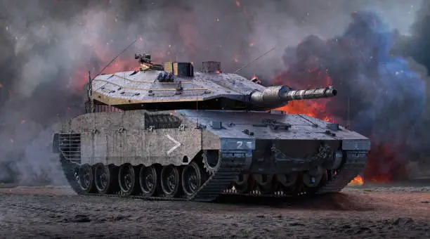 Photo of Powerful Israel army modern main battle Merkava Mk 4 tank. 3D