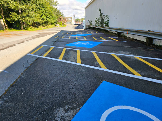 istock Handicap spaces along parking lot 1742678562