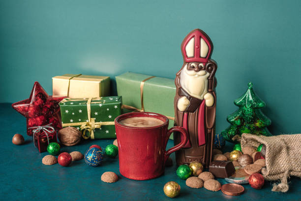 Saint Nicholas gift and cup of coffee