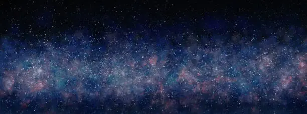 Hand drawn digital illustration of stars, space galaxy.