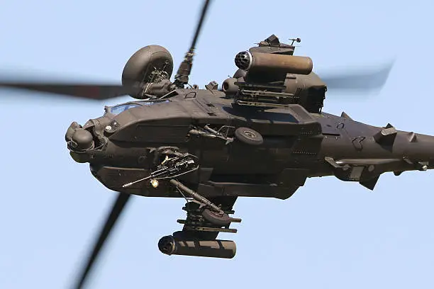 AH-64 Apache Attack Helicopter breaking away