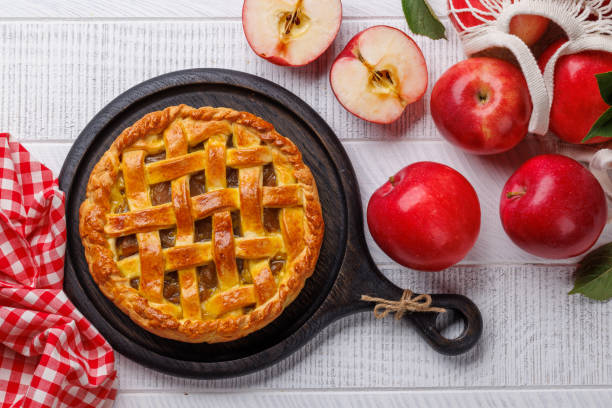 istock Delicious Apple Pie with Fresh Red Apples 1742711325