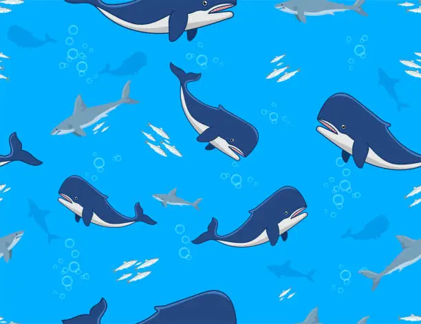 Vector illustration of Sea world repeating pattern texture.