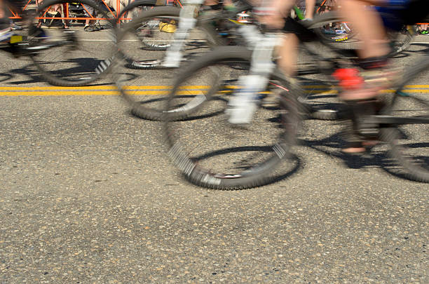 istock Moving bicycles racing for the Finish Line 174272562