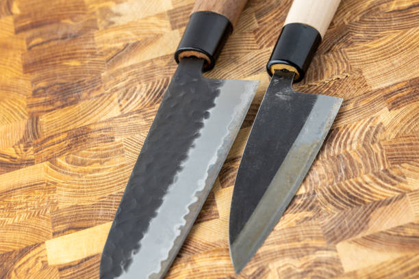 istock Japanese premium knives released.Damascus steel pattern.Background with a pattern of Damascus steel. 1742735082