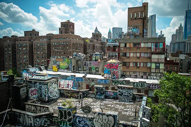 Photo of Lower Manhattan and China Town Rooftop Graffiti
