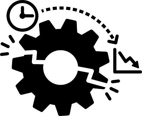material productivity icon decrease defect vector gear illustration