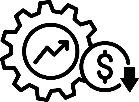 expense productivity icon gear vector cost efficiency symbol