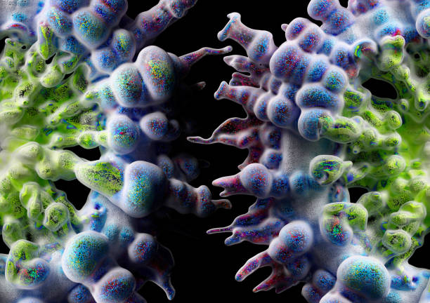 3d render abstract art with surreal alien creepy spooky flower mushrooms or bacteria based on explosive smoke bubbles particles structured