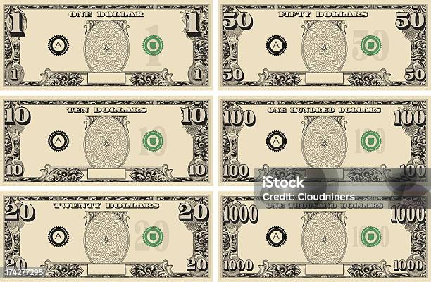 Kit De Dinheiro Dólares Americanos - Arte vetorial de stock e mais imagens de Nota - Nota, Nota de Um Dólar dos Estados Unidos, Unidade Monetária