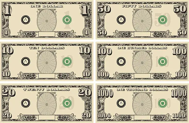 Vector illustration of dollar bill Money Kit
