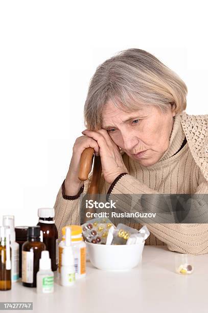 Sad Elderly Woman Stock Photo - Download Image Now - Adult, Adults Only, Allergy