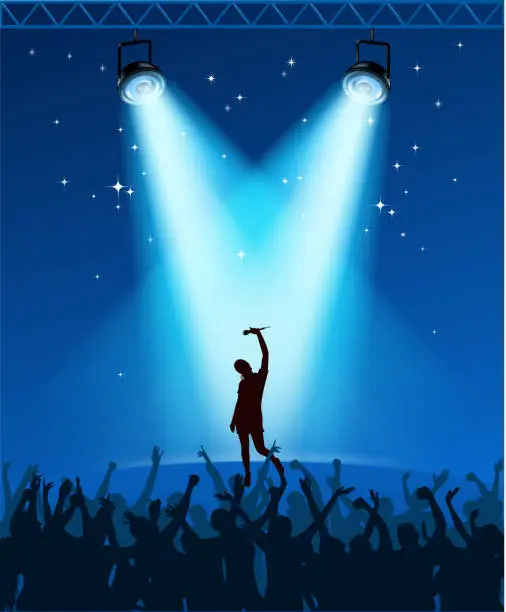 Vector illustration of concert on crowded