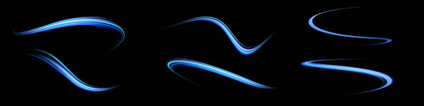 istock Abstract light lines of speed movement, blue colors. Light everyday glowing effect. semicircular wave, light trail curve swirl, optical fiber incandescent design. 1742797329