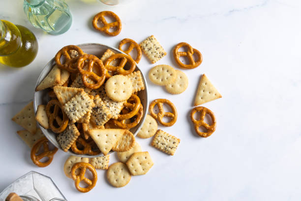 Mix Of Salted Crackers Stock Photo - Download Image Now - Cracker ...