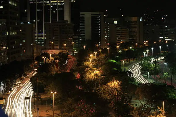 Lightpaint made by cars at night