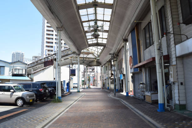 istock Deserted shopping street in Japan 1742824340