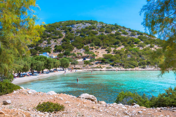 istock Platis Gialos beach in Lipsi island, Greece 1742827693