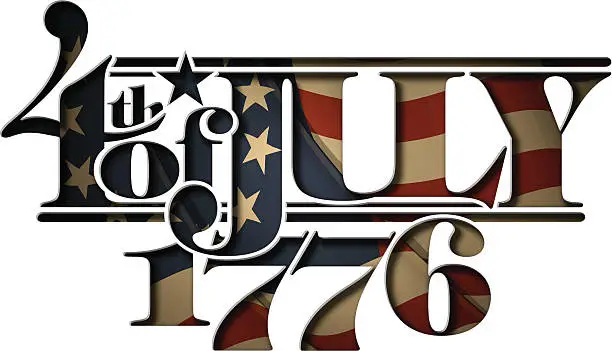 Vector illustration of Forth of July 1776 Lettering Cut-Out