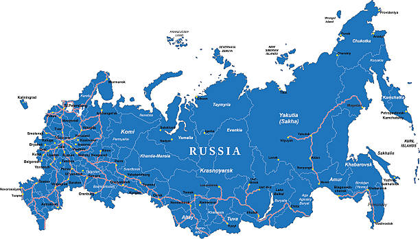 ilustrações de stock, clip art, desenhos animados e ícones de mapa da rússia - russia