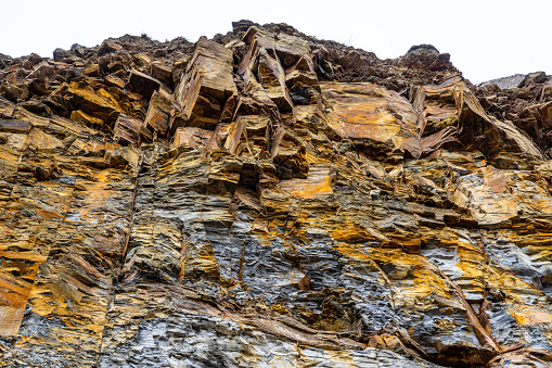 Cliffs at Runswick Bay, a landscape known for its natural beauty and as a fossil hunting site.