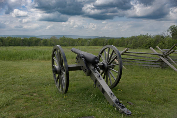 Gettysburg National Military Park Parrott riffled cannon, 10 pounder Artillery piece made of cast iron, Model 1861 gettysburg national cemetery stock pictures, royalty-free photos & images