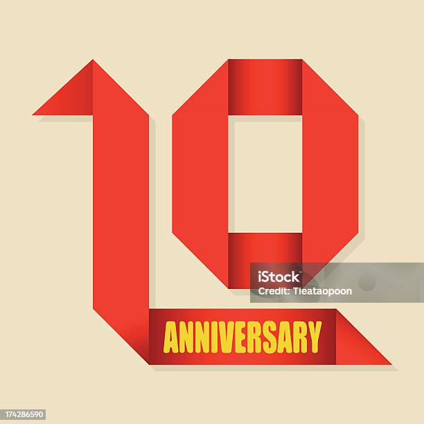 Anniversary Of 10 Years Ribbon Vector Illustration Stock Illustration - Download Image Now