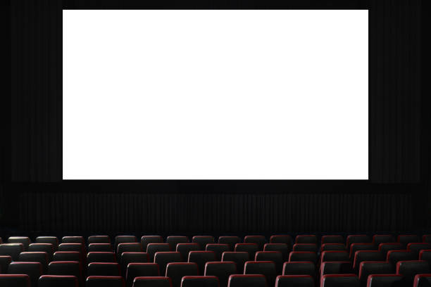 movie theater with white blank screen for design mock up