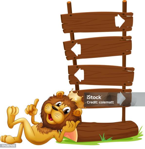 화살표 Signages 킹 Lion 0명에 대한 스톡 벡터 아트 및 기타 이미지 - 0명, 갈색, 나무