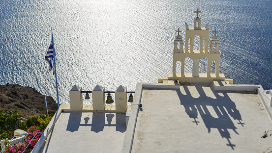 Orthodox Church on Santorini Island, Greece. Santorini is the supermodel of the Greek islands, hosts 1.5 million tourists annually.