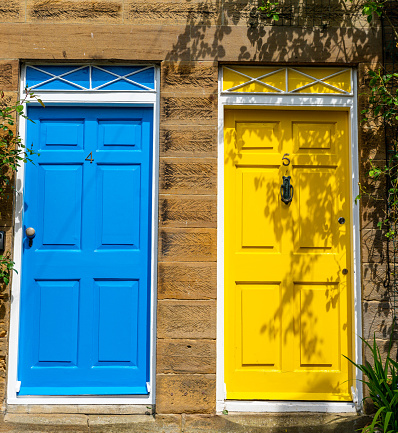 Coloured doors in Yorkshire