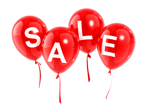 Balloon with a word SALE. Isolated on white with clipping path. 3D render.