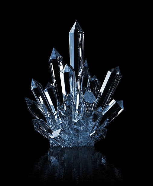 cristallo su nero - cristallo di ghiaccio foto e immagini stock