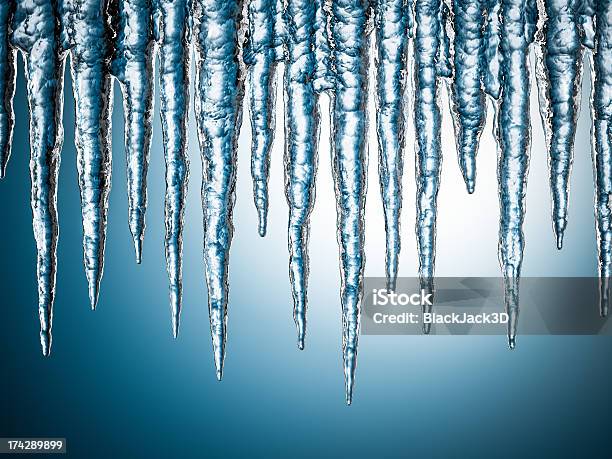 Icicles - Fotografias de stock e mais imagens de Derreter - Derreter, Pingente de Gelo, Azul
