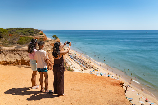 Tourism at Falésia Beach in Algarve, Portugal